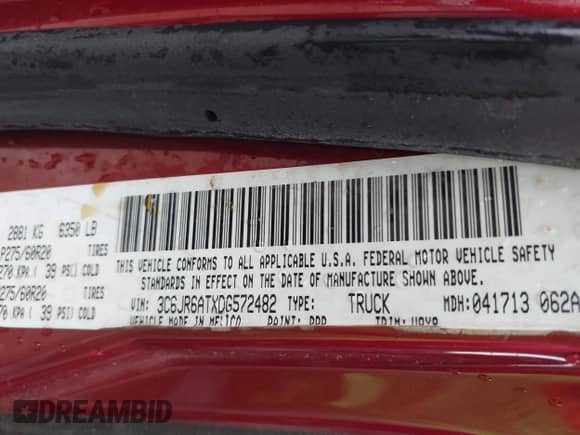 2013 Ram 1500 Express z VIN 3C6JR6ATXDG572482, wystawiony jako IAAI lot #42891027 z przebiegiem 144 622 mil mil oraz . Historia ofert i sprzedaży dostępna na DreamBid. Obrazek 9.