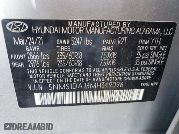 ✅ 2021 Hyundai Santa Fe SE • VIN: 5NMS1DAJ3MH349096 • Lot: 79419484. Wystawiony na Copart z przebiegiem 22 622 mil. Bezpłatny archiwum sprzedaży aukcyjnych z USA i szczegółowy raport historii pojazdu na DreamBid. Zdjęcie 15.