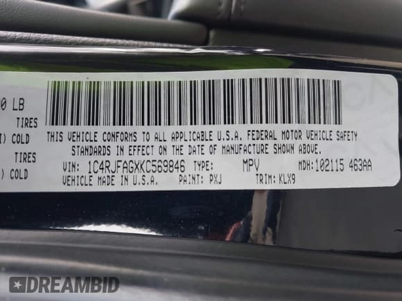 ✅ 2019 Jeep Grand Cherokee Upland • VIN: 1C4RJFAGXKC569846 • Lot: 43416978. Listed on IAAI with 86,782 mi. Free auction sales archive from the USA and detailed vehicle history report at DreamBid. Image 9.