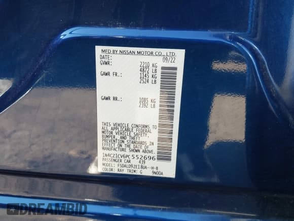 ✅ 2023 Nissan LEAF SV Plus • VIN: 1N4CZ1CV6PC552696 • Лот: 43636911. Опубликован ранее на IAAI с пробегом 24 028 миль. Бесплатный доступ к архиву аукционных продаж из США и подробный отчёт об истории автомобиля на DreamBid. Изображение 9.