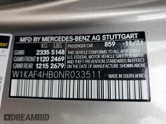 ✅ 2022 Mercedes-Benz C 300 • VIN: W1KAF4HB0NR033511 • Лот: 67961275. Опубликован ранее на Copart с пробегом Не указан. Бесплатный доступ к архиву аукционных продаж из США и подробный отчёт об истории автомобиля на DreamBid. Изображение 12.