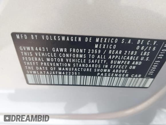 ✅ 2015 Volkswagen Jetta SE • VIN: 3VWLA7AJ4FM422351 • Lot: 42831125. Wystawiony na IAAI z przebiegiem 112 163 mil. Bezpłatny archiwum sprzedaży aukcyjnych z USA i szczegółowy raport historii pojazdu na DreamBid. Zdjęcie 9.