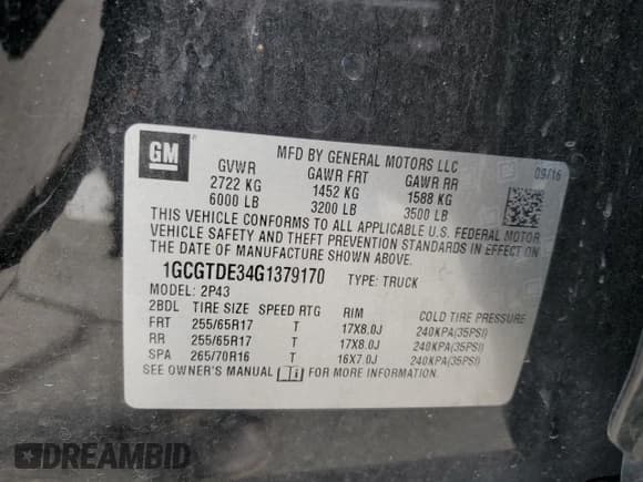 ✅ 2016 Chevrolet Colorado 4WD Z71 • VIN: 1GCGTDE34G1379170 • Лот: 86102385. Опубликован ранее на Copart с пробегом 125 298 миль. Бесплатный доступ к архиву аукционных продаж из США и подробный отчёт об истории автомобиля на DreamBid. Изображение 12.