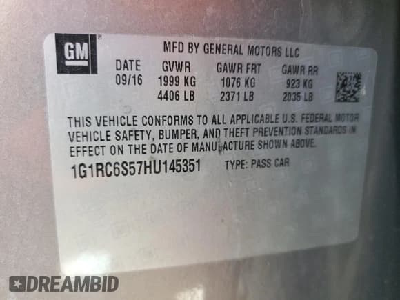 ✅ 2017 Chevrolet Volt LT • VIN: 1G1RC6S57HU145351 • Lot: 53916204. Wystawiony na Copart z przebiegiem 86 131 mil. Bezpłatny archiwum sprzedaży aukcyjnych z USA i szczegółowy raport historii pojazdu na DreamBid. Zdjęcie 14.