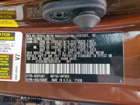 ✅ 2013 Toyota Venza Limited • VIN: 4T3ZK3BB7DU056018 • Lot: 90324645. Listed on Copart with 55,306 mi. Free auction sales archive from the USA and detailed vehicle history report at DreamBid. Image 13.