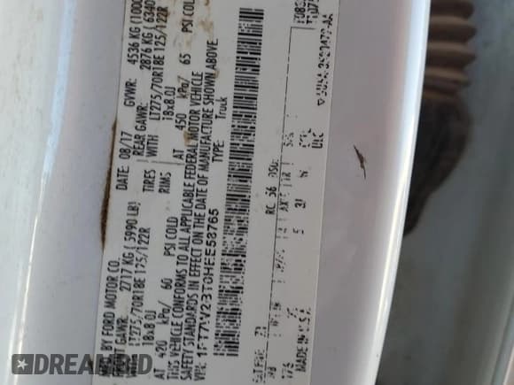 ✅ 2017 Ford F-250 Lariat • VIN: 1FT7W2BT0HEE58765 • Lot: 87059605. Wystawiony na Copart z przebiegiem 85 146 mil. Bezpłatny archiwum sprzedaży aukcyjnych z USA i szczegółowy raport historii pojazdu na DreamBid. Zdjęcie 12.