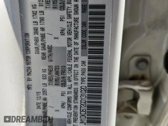 ✅ 2016 Mazda CX-3 Sport • VIN: JM1DKDB72G0131020 • Lot: 71320975. Wystawiony na Copart z przebiegiem 121 367 mil. Bezpłatny archiwum sprzedaży aukcyjnych z USA i szczegółowy raport historii pojazdu na DreamBid. Zdjęcie 14.