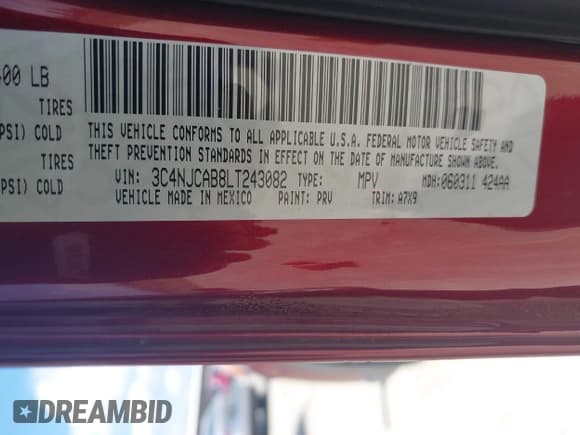 ✅ 2020 Jeep Compass Sport • VIN: 3C4NJCAB8LT243082 • Лот: 43419318. Опубликован ранее на IAAI с пробегом 89 180 миль. Бесплатный доступ к архиву аукционных продаж из США и подробный отчёт об истории автомобиля на DreamBid. Изображение 9.