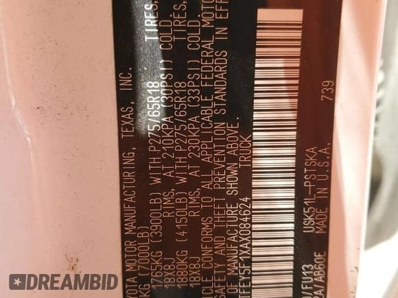 ✅ 2010 Toyota Tundra • VIN: 5TFEY5F1XAX084624 • Lot: 63815445. Wystawiony na Copart z przebiegiem 209 700 mil. Bezpłatny archiwum sprzedaży aukcyjnych z USA i szczegółowy raport historii pojazdu na DreamBid. Zdjęcie 13.