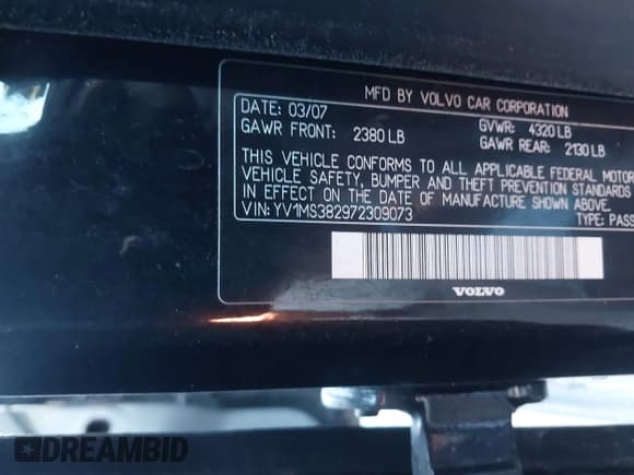 ✅ 2007 Volvo S40 2.4L • VIN: YV1MS382972309073 • Лот: 43913645. Опубликован ранее на IAAI с пробегом 182 572 миль. Бесплатный доступ к архиву аукционных продаж из США и подробный отчёт об истории автомобиля на DreamBid. Изображение 9.