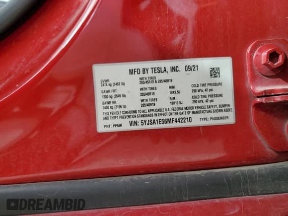 ✅ 2021 Tesla Model S Long Range • VIN: 5YJSA1E56MF442210 • Лот: 47206225. Опубликован ранее на Copart с пробегом 121 232 миль. Бесплатный доступ к архиву аукционных продаж из США и подробный отчёт об истории автомобиля на DreamBid. Изображение 12.