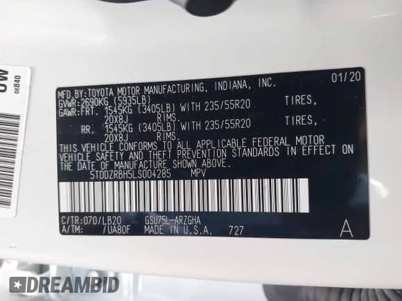 ✅ 2020 Toyota Highlander Limited • VIN: 5TDDZRBH5LS004285 • Lot: 43815691. Wystawiony na IAAI z przebiegiem 40 026 mil. Bezpłatny archiwum sprzedaży aukcyjnych z USA i szczegółowy raport historii pojazdu na DreamBid. Zdjęcie 9.