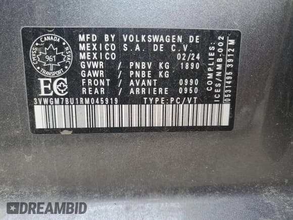 ✅ 2024 Volkswagen Jetta SEL • VIN: 3VWGM7BU1RM045919 • Lot: 86312365. Listed on Copart with Not provided. Free auction sales archive from the USA and detailed vehicle history report at DreamBid. Image 12.