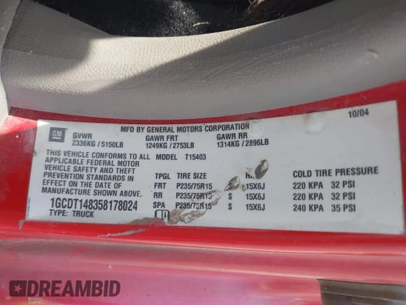 ✅ 2005 Chevrolet Colorado • VIN: 1GCDT148358178024 • Лот: 42971275. Опубликован ранее на IAAI с пробегом Не указан. Бесплатный доступ к архиву аукционных продаж из США и подробный отчёт об истории автомобиля на DreamBid. Изображение 9.