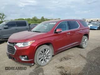 2018 Chevrolet Traverse Premier z VIN 1GNEVJKW0JJ235080, wystawiony jako Copart lot #69573355 z przebiegiem 76 251 mil mil oraz Szkoda całkowita • Salvage title. Historia ofert i sprzedaży dostępna na DreamBid. Obrazek 1.