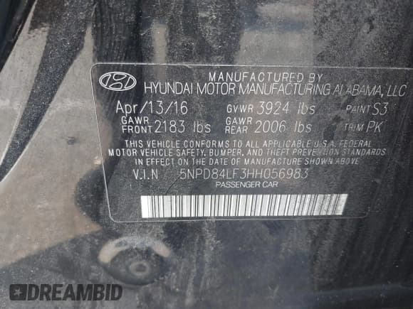 ✅ 2017 Hyundai Elantra SE • VIN: 5NPD84LF3HH056983 • Lot: 42485590. Listed on IAAI with Not provided. Free auction sales archive from the USA and detailed vehicle history report at DreamBid. Image 9.