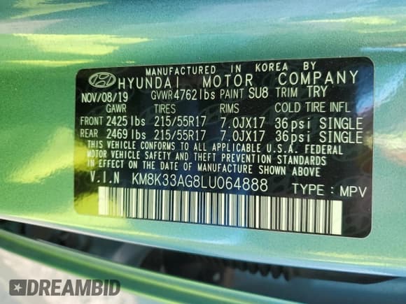 ✅ 2020 Hyundai Kona Limited • VIN: KM8K33AG8LU064888 • Лот: 44168814. Опубликован ранее на Copart с пробегом 15 657 миль. Бесплатный доступ к архиву аукционных продаж из США и подробный отчёт об истории автомобиля на DreamBid. Изображение 12.