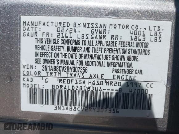 ✅ 2024 Nissan Sentra SV • VIN: 3N1AB8CV2RY307356 • Lot: 43203472. Wystawiony na IAAI z przebiegiem 49 205 mil. Bezpłatny archiwum sprzedaży aukcyjnych z USA i szczegółowy raport historii pojazdu na DreamBid. Zdjęcie 9.