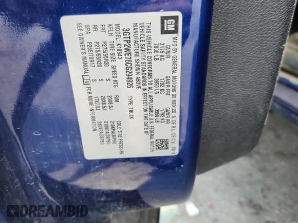 ✅ 2012 GMC Sierra 1500 SLT • VIN: 3GTP2WE76CG294926 • Lot: 66489795. Listed on Copart with Not provided. Free auction sales archive from the USA and detailed vehicle history report at DreamBid. Image 12.