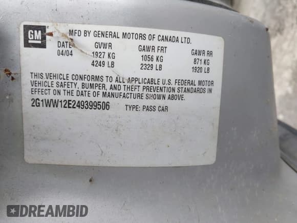 ✅ 2004 Chevrolet Monte Carlo LS • VIN: 2G1WW12E249399506 • Лот: 43571722. Опубликован ранее на IAAI с пробегом 196 412 миль. Бесплатный доступ к архиву аукционных продаж из США и подробный отчёт об истории автомобиля на DreamBid. Изображение 9.