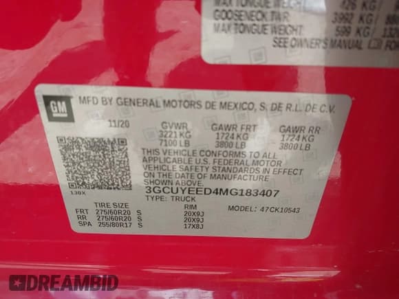 ✅ 2021 Chevrolet Silverado 1500 RST • VIN: 3GCUYEED4MG183407 • Lot: 42458607. Wystawiony na IAAI z przebiegiem 118 382 mil. Bezpłatny archiwum sprzedaży aukcyjnych z USA i szczegółowy raport historii pojazdu na DreamBid. Zdjęcie 9.