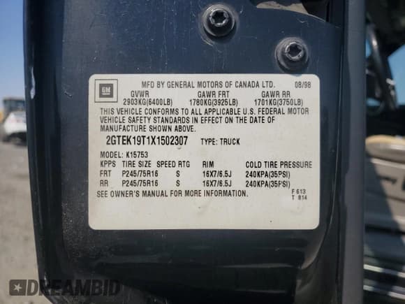✅ 1999 GMC Sierra 1500 SLE • VIN: 2GTEK19T1X1502307 • Лот: 70533565. Опубликован ранее на Copart с пробегом Не указан. Бесплатный доступ к архиву аукционных продаж из США и подробный отчёт об истории автомобиля на DreamBid. Изображение 12.