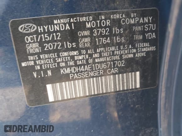✅ 2013 Hyundai Elantra Limited • VIN: KMHDH4AE1DU671702 • Лот: 42950355. Опубликован ранее на IAAI с пробегом 170 600 миль. Бесплатный доступ к архиву аукционных продаж из США и подробный отчёт об истории автомобиля на DreamBid. Изображение 9.