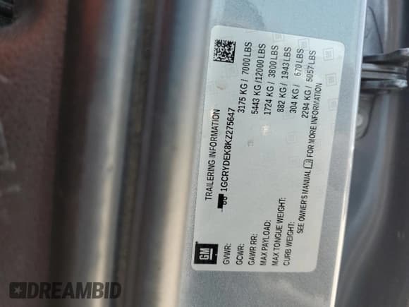 ✅ 2019 Chevrolet Silverado 1500 LT • VIN: 1GCRYDEK8KZ275647 • Lot: 58829495. Wystawiony na Copart z przebiegiem 124 577 mil. Bezpłatny archiwum sprzedaży aukcyjnych z USA i szczegółowy raport historii pojazdu na DreamBid. Zdjęcie 12.