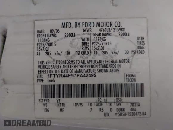 ✅ 2007 Ford Ranger STX • VIN: 1FTYR44E97PA42495 • Лот: 41553780. Опубликован ранее на IAAI с пробегом 90 236 миль. Бесплатный доступ к архиву аукционных продаж из США и подробный отчёт об истории автомобиля на DreamBid. Изображение 9.