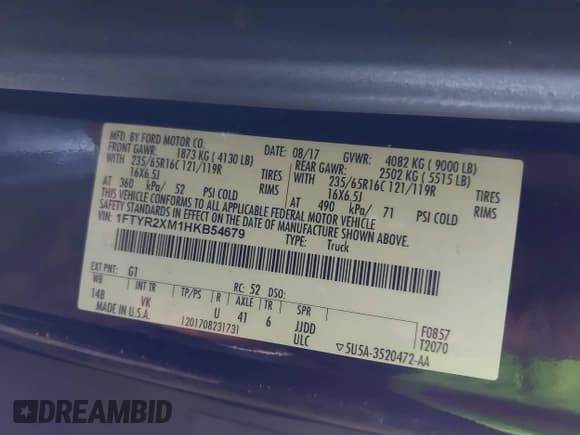 ✅ 2017 Ford Transit • VIN: 1FTYR2XM1HKB54679 • Лот: 43087256. Опубликован ранее на IAAI с пробегом 124 088 миль. Бесплатный доступ к архиву аукционных продаж из США и подробный отчёт об истории автомобиля на DreamBid. Изображение 9.