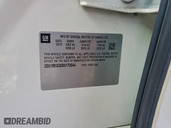 ✅ 2013 Cadillac XTS Luxury • VIN: 2G61R5S38D9179644 • Lot: 94031625. Listed on Copart with 85,189 mi. Free auction sales archive from the USA and detailed vehicle history report at DreamBid. Image 13.