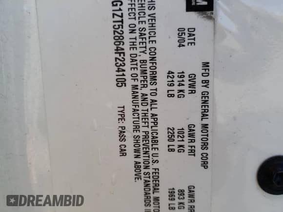 2004 Chevrolet Malibu LS с VIN 1G1ZT52864F234105, выставлен на аукционе Copart как лот 77143074 с пробегом 137 993 миль миль и Списание • Salvage title. История ставок и продаж доступна на DreamBid. Изображение 13.