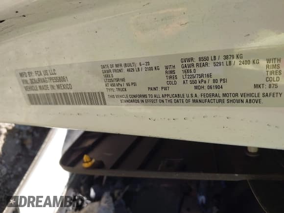 ✅ 2023 Ram ProMaster Cargo • VIN: 3C6LRVAG7PE558061 • Лот: 43498985. Опубликован ранее на IAAI с пробегом 11 миль. Бесплатный доступ к архиву аукционных продаж из США и подробный отчёт об истории автомобиля на DreamBid. Изображение 9.