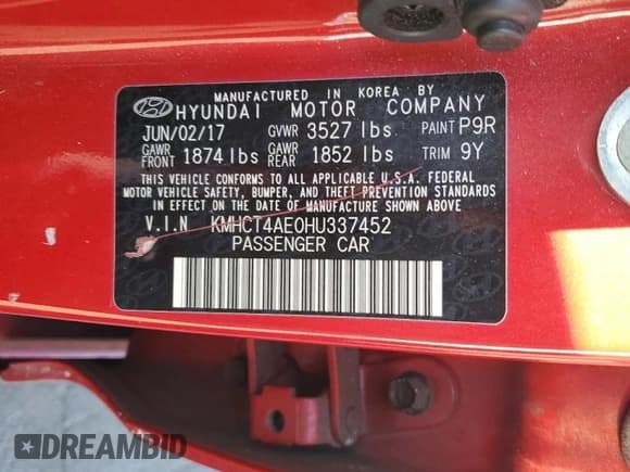 ✅ 2017 Hyundai Accent SE • VIN: KMHCT4AE0HU337452 • Лот: 74915954. Опубликован ранее на Copart с пробегом 33 305 миль. Бесплатный доступ к архиву аукционных продаж из США и подробный отчёт об истории автомобиля на DreamBid. Изображение 14.