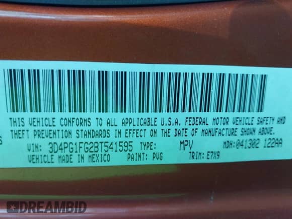 2011 Dodge Journey Mainstreet с VIN 3D4PG1FG2BT541595, выставлен на аукционе IAAI как лот 43554515 с пробегом Не указан миль и . История ставок и продаж доступна на DreamBid. Изображение 9.