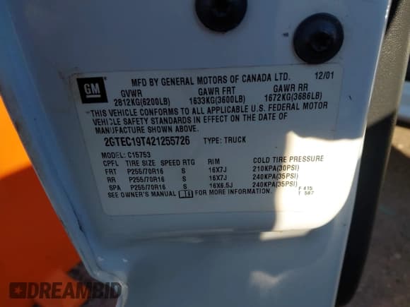 ✅ 2002 GMC Sierra 1500 SLE • VIN: 2GTEC19T421255726 • Лот: 43673228. Опубликован ранее на IAAI с пробегом 198 011 миль. Бесплатный доступ к архиву аукционных продаж из США и подробный отчёт об истории автомобиля на DreamBid. Изображение 9.