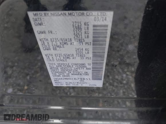 ✅ 2014 Nissan Pathfinder Platinum • VIN: 5N1AR2MN4EC679851 • Lot: 42322007. Listed on IAAI with 202,323 mi. Free auction sales archive from the USA and detailed vehicle history report at DreamBid. Image 9.