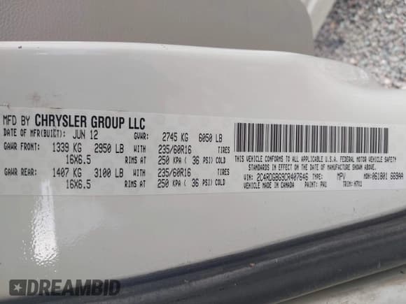 ✅ 2012 Dodge Grand Caravan SE • VIN: 2C4RDGBG9CR407646 • Лот: 42820760. Опубликован ранее на IAAI с пробегом 102 018 миль. Бесплатный доступ к архиву аукционных продаж из США и подробный отчёт об истории автомобиля на DreamBid. Изображение 9.