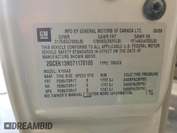 ✅ 2007 Chevrolet Silverado 1500 LT2 • VIN: 2GCEK13N571178188 • Lot: 69973214. Listed on Copart with 185,447 mi. Free auction sales archive from the USA and detailed vehicle history report at DreamBid. Image 12.