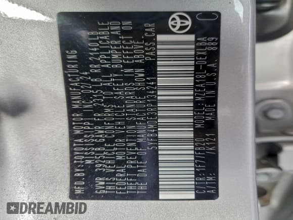 ✅ 2024 Toyota Corolla LE • VIN: 5YFB4MDE3RP134241 • Lot: 95559135. Wystawiony na Copart z przebiegiem 30 234 mil. Bezpłatny archiwum sprzedaży aukcyjnych z USA i szczegółowy raport historii pojazdu na DreamBid. Zdjęcie 12.