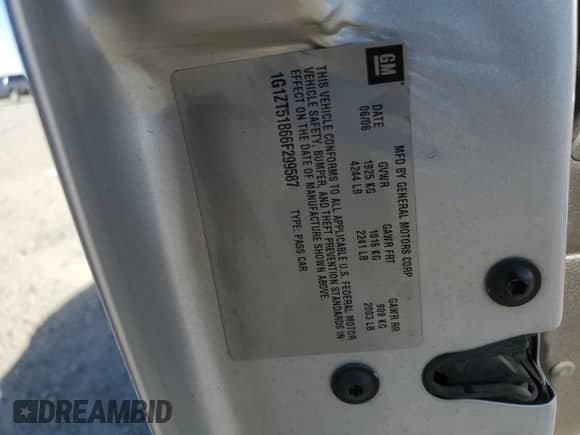 2006 Chevrolet Malibu 2LT z VIN 1G1ZT51866F299587, wystawiony jako Copart lot #73997784 z przebiegiem 137 768 mil mil oraz Szkoda całkowita • Salvage title. Historia ofert i sprzedaży dostępna na DreamBid. Obrazek 14.