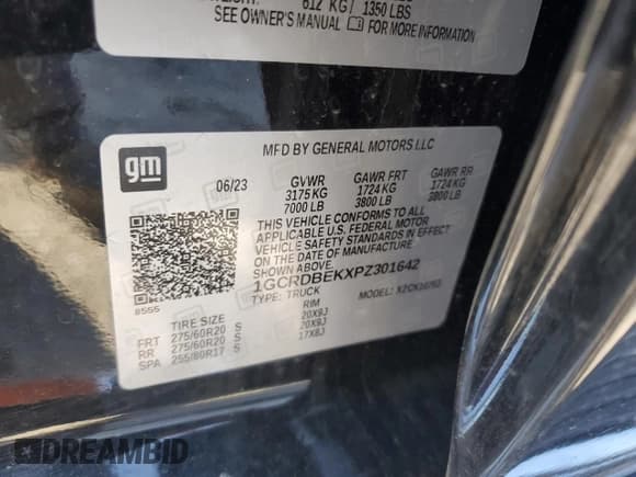 ✅ 2023 Chevrolet Silverado 1500 Custom • VIN: 1GCRDBEKXPZ301642 • Lot: 52045165. Listed on Copart with 16,464 mi. Free auction sales archive from the USA and detailed vehicle history report at DreamBid. Image 12.