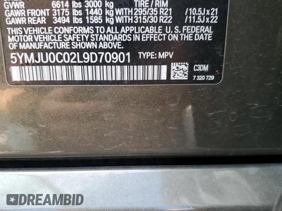 ✅ 2020 BMW X5 M Competition • VIN: 5YMJU0C02L9D70901 • Lot: 63603183. Wystawiony na Copart z przebiegiem 33 409 mil. Bezpłatny archiwum sprzedaży aukcyjnych z USA i szczegółowy raport historii pojazdu na DreamBid. Zdjęcie 13.