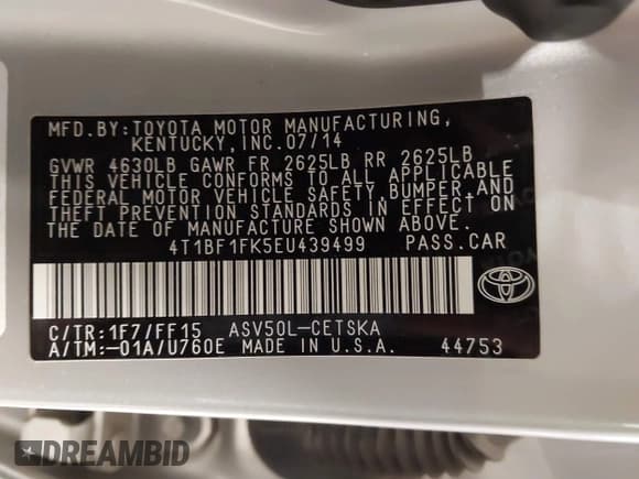 ✅ 2014 Toyota Camry SE • VIN: 4T1BF1FK5EU439499 • Лот: 43645860. Опубликован ранее на IAAI с пробегом 119 215 миль. Бесплатный доступ к архиву аукционных продаж из США и подробный отчёт об истории автомобиля на DreamBid. Изображение 9.