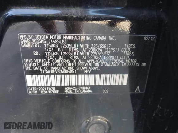 ✅ 2013 Toyota RAV4 XLE • VIN: 2T3WFREV8DW004851 • Lot: 43345205. Wystawiony na IAAI z przebiegiem 105 305 mil. Bezpłatny archiwum sprzedaży aukcyjnych z USA i szczegółowy raport historii pojazdu na DreamBid. Zdjęcie 9.