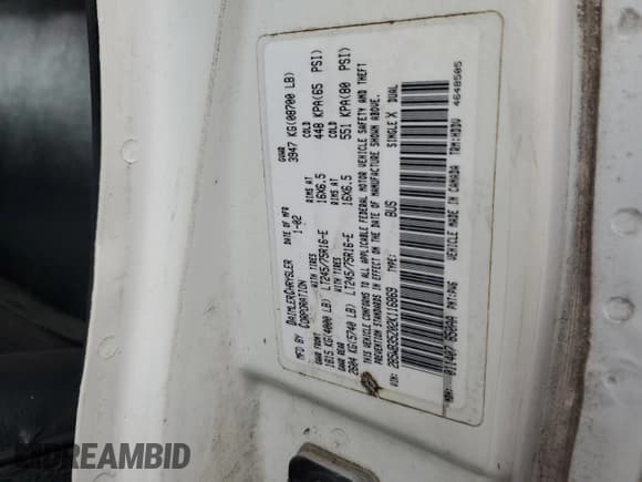 ✅ 2002 Dodge Passenger • VIN: 2B5WB35Z02K116869 • Lot: 47943704. Listed on Copart with Not provided. Free auction sales archive from the USA and detailed vehicle history report at DreamBid. Image 13.