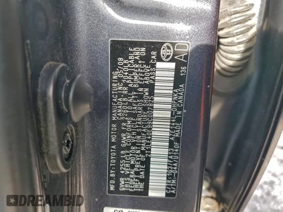 ✅ 2009 Toyota Matrix S • VIN: 2T1LE40E99C007825 • Лот: 95881505. Опубликован ранее на Copart с пробегом 150 380 миль. Бесплатный доступ к архиву аукционных продаж из США и подробный отчёт об истории автомобиля на DreamBid. Изображение 12.