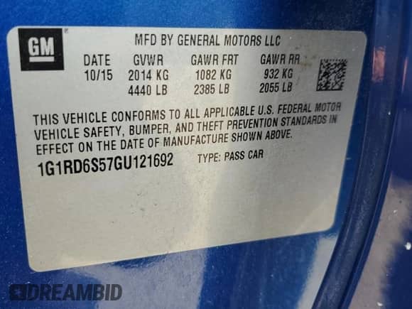 2016 Chevrolet Volt Premier z VIN 1G1RD6S57GU121692, wystawiony jako Copart lot #64485433 z przebiegiem 66 920 mil mil oraz . Historia ofert i sprzedaży dostępna na DreamBid. Obrazek 14.