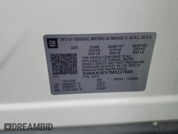 ✅ 2021 Chevrolet Equinox LT • VIN: 3GNAXUEV7MS127605 • Lot: 90507775. Wystawiony na Copart z przebiegiem 28 501 mil. Bezpłatny archiwum sprzedaży aukcyjnych z USA i szczegółowy raport historii pojazdu na DreamBid. Zdjęcie 12.