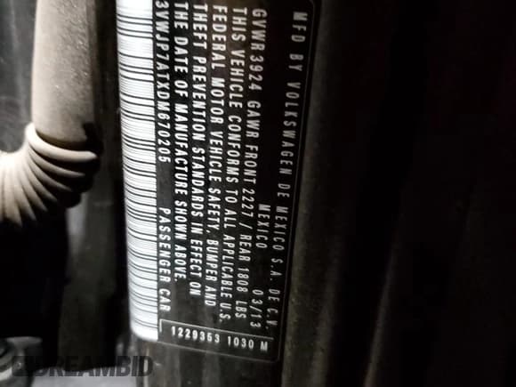 ✅ 2013 Volkswagen Beetle Fender Edition • VIN: 3VWJP7ATXDM670205 • Lot: 47687735. Listed on Copart with 97,909 mi. Free auction sales archive from the USA and detailed vehicle history report at DreamBid. Image 12.